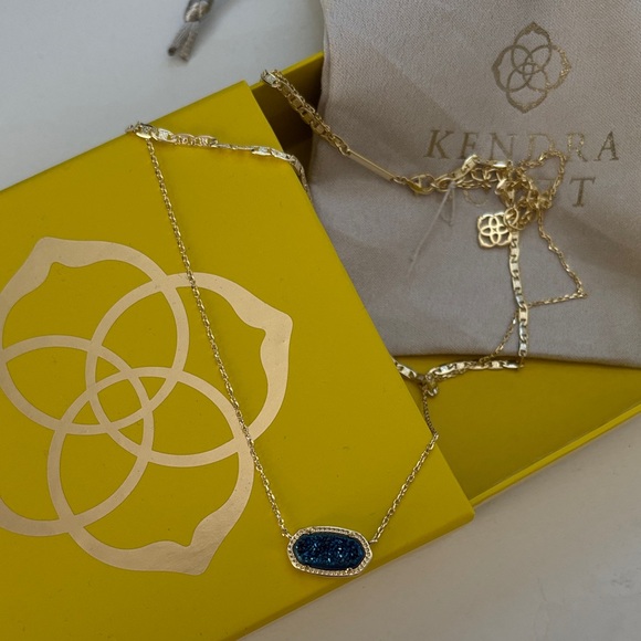 Kendra Scott Gold Necklace with Deep Blue Pendant - Picture 2 of 5